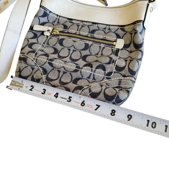 Coach Signature Cross Body Shoulder Bag Denim, Leather and Gold Toned Brass - Picture 7 of 9
